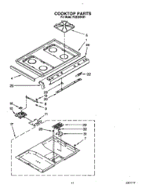 08 - Cooktop parts for Roper Range FGS395VW1 from AppliancePartsPros.com