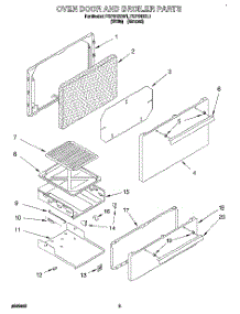 02 - Oven Door And Broiler parts for Roper Range FGP310BW1 from AppliancePartsPros.com