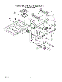 06 - Cooktop And Manifold parts for Roper Range SGC355XW1 from AppliancePartsPros.com
