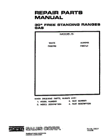 Front Cover parts for Roper Range F4007W0 from AppliancePartsPros.com