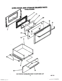 04 - Oven Door And Storage Drawer parts for Roper Range SEC350XW0 from AppliancePartsPros.com