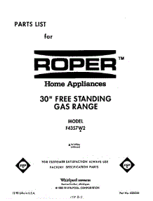 Front Cover parts for Roper Range F4357W0 from AppliancePartsPros.com