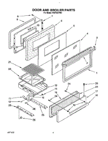 04 - Door And Broiler parts for Roper Range FGP355YW0 from AppliancePartsPros.com