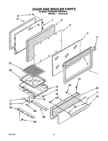 03 - Door And Broiler parts for Roper Range FGP320AW0 from AppliancePartsPros.com