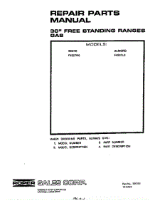 Front Cover parts for Roper Range F4307W0 from AppliancePartsPros.com