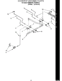 02 - Cooktop Burner parts for Roper Range FGS385BW0 from AppliancePartsPros.com