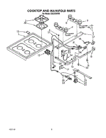 06 - Cooktop And Manifold parts for Roper Range SGC355XW0 from AppliancePartsPros.com