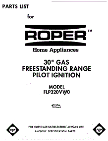 Front Cover parts for Roper Range FGP320VN0 from AppliancePartsPros.com