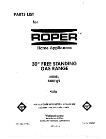 Front Cover parts for Roper Range F4007W2 from AppliancePartsPros.com