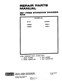 Front Cover parts for Roper Range F4858W1 from AppliancePartsPros.com