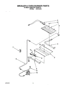 03 - Broiler And Oven Burner parts for Roper Range FGS387YW2 from AppliancePartsPros.com