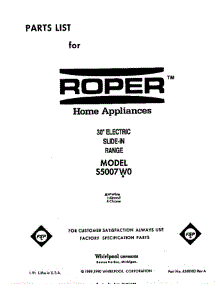 Front Cover parts for Roper Range S5007W0 from AppliancePartsPros.com