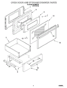 03 - Oven Door And Storage Drawer parts for Roper Range SEC350XX1 from AppliancePartsPros.com