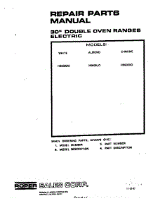 Front Cover parts for Roper Range H9608W0 from AppliancePartsPros.com