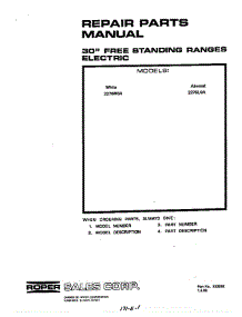 Front Cover parts for Roper Range 2276W0A from AppliancePartsPros.com
