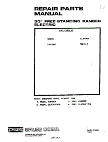 Front Cover parts for Roper Range F5817W0 from AppliancePartsPros.com