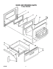 05 - Door And Drawer parts for Roper Range FEP340YW0 from AppliancePartsPros.com