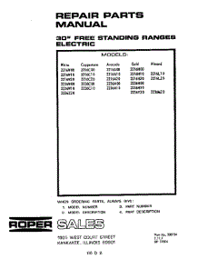 Cover Page parts for Roper Range 2236W00 from AppliancePartsPros.com