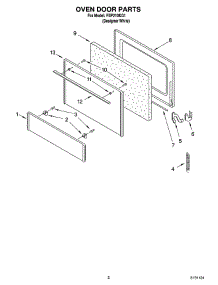02 - Oven Door Parts parts for Roper Range FEP210KQ1 from AppliancePartsPros.com