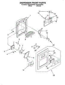 Dispenser Front parts for Roper Refrigerator RS22AQXGN03 from AppliancePartsPros.com