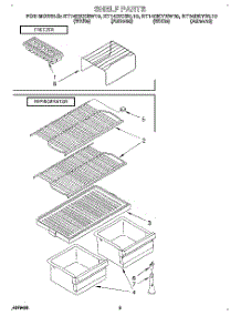 05 - Shelf parts for Roper Refrigerator RT14DKXBW10 from AppliancePartsPros.com