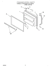02 - Freezer Door parts for Roper Refrigerator RT18AKXHN00 from AppliancePartsPros.com