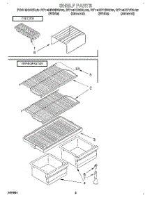 05 - Shelf parts for Roper Refrigerator RT14HDXBW00 from AppliancePartsPros.com