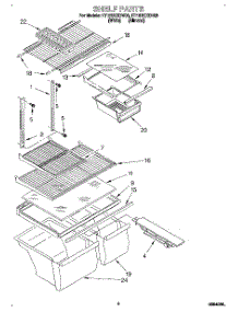 03 - Shelf parts for Roper Refrigerator RT18BKXDW03 from AppliancePartsPros.com