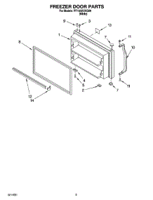 02 - Freezer Door Parts parts for Roper Refrigerator RT18AKXKQ09 from AppliancePartsPros.com