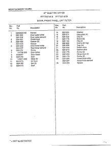 Door, Front Panel, Lint Filter Page 2 parts for Frigidaire Dryer 7007B from AppliancePartsPros.com