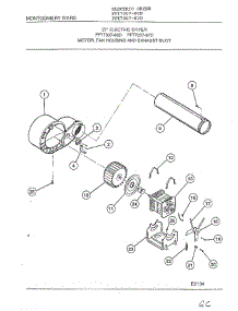 Motor, Fan Housing And Exhaust Duct parts for Frigidaire Dryer 7007-87D from AppliancePartsPros.com
