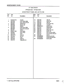 Door Front Panel And Lint Filter Page 2 parts for Frigidaire Dryer 8007-80E from AppliancePartsPros.com