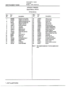 Electrical parts for Frigidaire Freezer 43158-OA from AppliancePartsPros.com