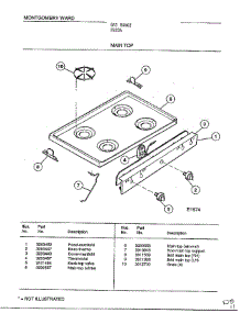 Main Top parts for Frigidaire Range 2820A from AppliancePartsPros.com