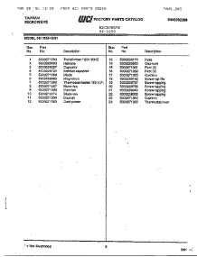 Tappan Microwave parts for Frigidaire Microwave 56-1030 from AppliancePartsPros.com