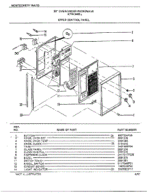 30" Over / Under Upper Contrl Pnl parts for Frigidaire Range 3488A from AppliancePartsPros.com