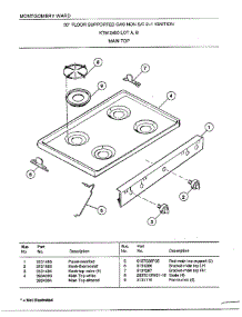30" Floor / Main Top parts for Frigidaire Range 2450C from AppliancePartsPros.com