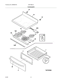 07 - Top / Drawer parts for Frigidaire Range CFEF368JCC from AppliancePartsPros.com