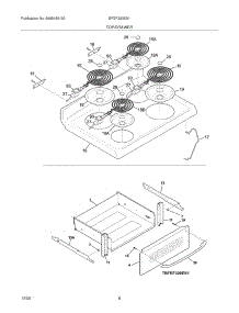 07 - Top / Drawer parts for Frigidaire Range BFEF320ES1 from AppliancePartsPros.com