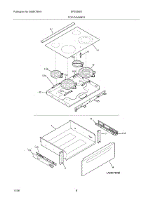 07 - Top / Drawer parts for Frigidaire Range BFES368ES4 from AppliancePartsPros.com