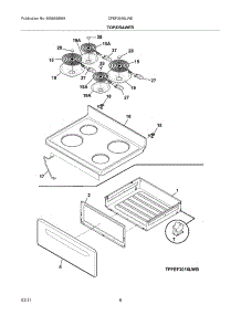 07 - Top / Drawer parts for Frigidaire Range CFEF3016LWE from AppliancePartsPros.com