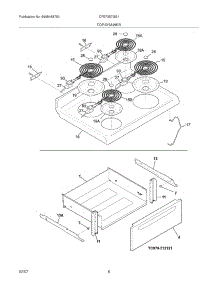 07 - Top / Drawer parts for Frigidaire Range CFEF357GS1 from AppliancePartsPros.com
