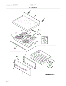 07 - Top / Drawer parts for Frigidaire Range DGEF3041KFD from AppliancePartsPros.com