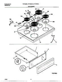 04 - Top / Drawer parts for Frigidaire Range FEF350BAWG from AppliancePartsPros.com