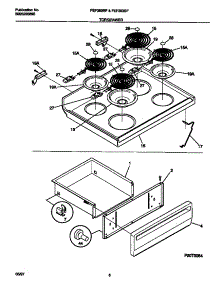 04 - Top / Drawer parts for Frigidaire Range FEF353BFDA from AppliancePartsPros.com