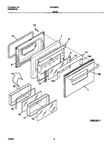 05 - Door parts for Frigidaire Range FEF388WCCB from AppliancePartsPros.com