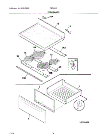 07 - Top / Drawer parts for Frigidaire Range FEF366CBC from AppliancePartsPros.com