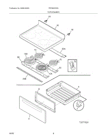 07 - Top / Drawer parts for Frigidaire Range FEF365XESA from AppliancePartsPros.com