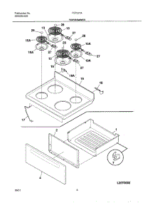 07 - Top / Drawer parts for Frigidaire Range FEF357ASA from AppliancePartsPros.com