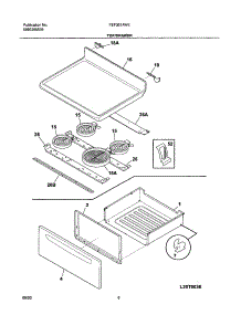 07 - Top / Drawer parts for Frigidaire Range FEF361AWE from AppliancePartsPros.com